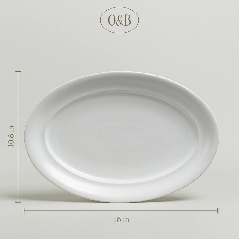 over&back Rimmed Semi-Matte Stoneware Oval Serving Platter