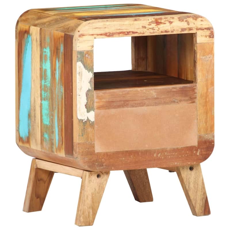 vidaXL Cabinet Nightstand Side End Table with Solid Wood Legs for Bedroom - 11.8" x 11.8" x 16.1"
