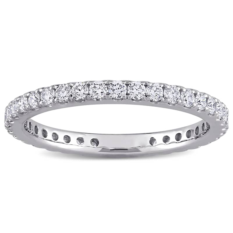 Miadora 14k White Gold 1ct TDW Diamond Stackable Eternity Wedding Band Ring