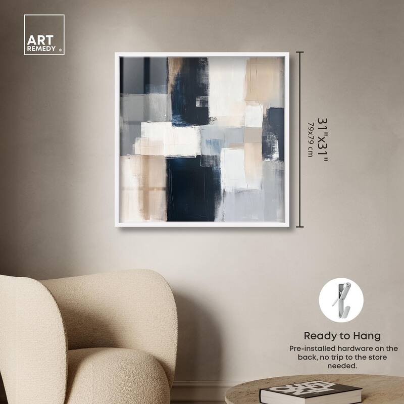 Blue and Tan Abstraction I Shadowbox by Art Remedy