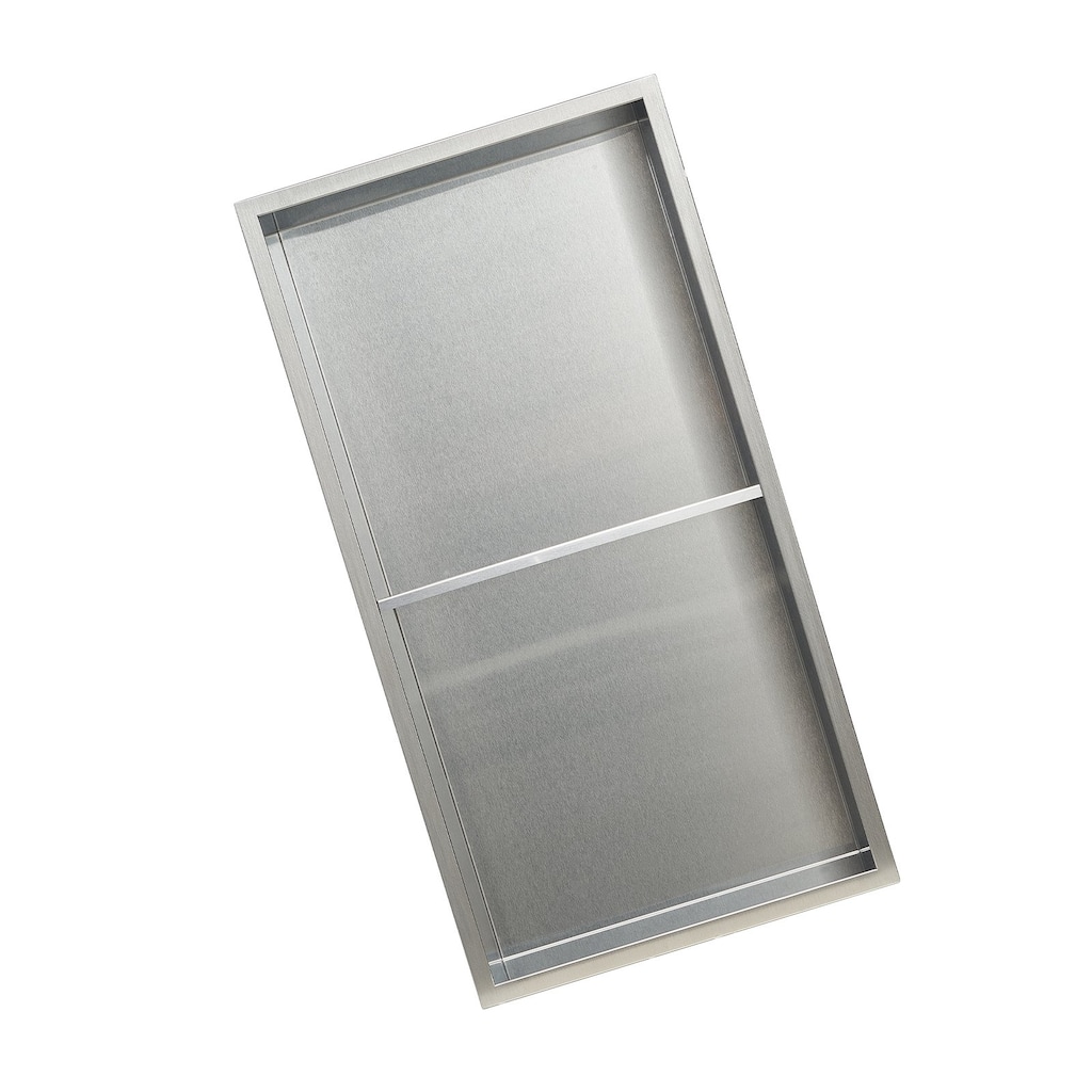 Silver Stainless Steel Double-Layer Shower Niche with Waterproof Seamless Design - 4 x 13 x 25 inches