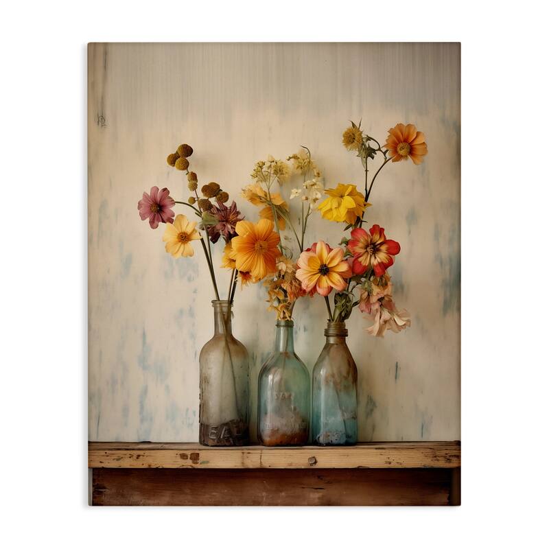 Stupell Rustic Spring Flowers Shelf Canvas Wall Art Design By Arlington Prints - 36 x 48