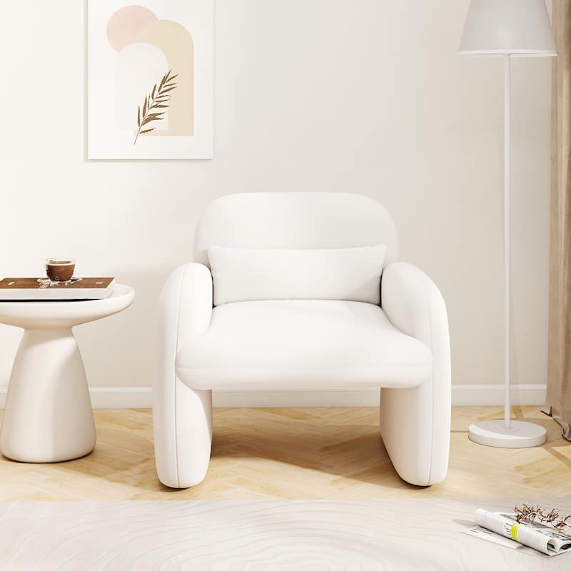 Gymax 2PCS Modern Accent Chair Sherpa Fabric Upholstered Armchair w/