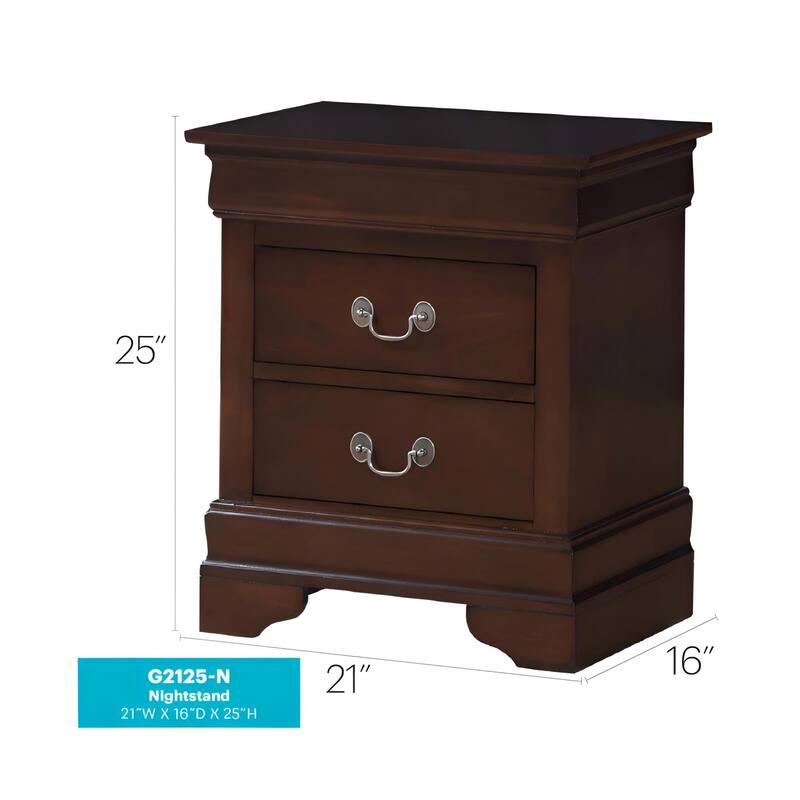 Traditional Cappuccino Nightstand with Carved Design and Dovetailed Drawers