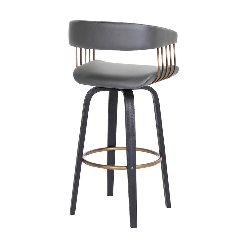 Modern Faux Leather Swivel Bar Stool with Full Back and Bucket Seat