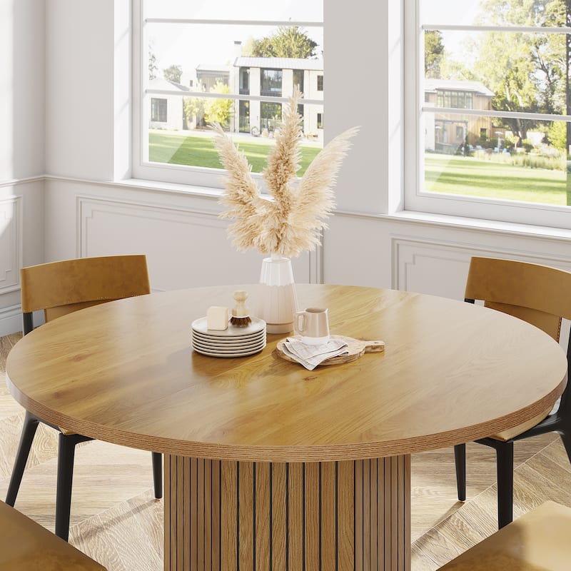 Oak Wood Round Dining Table, Kitchen Living Room Bistro Accent Table