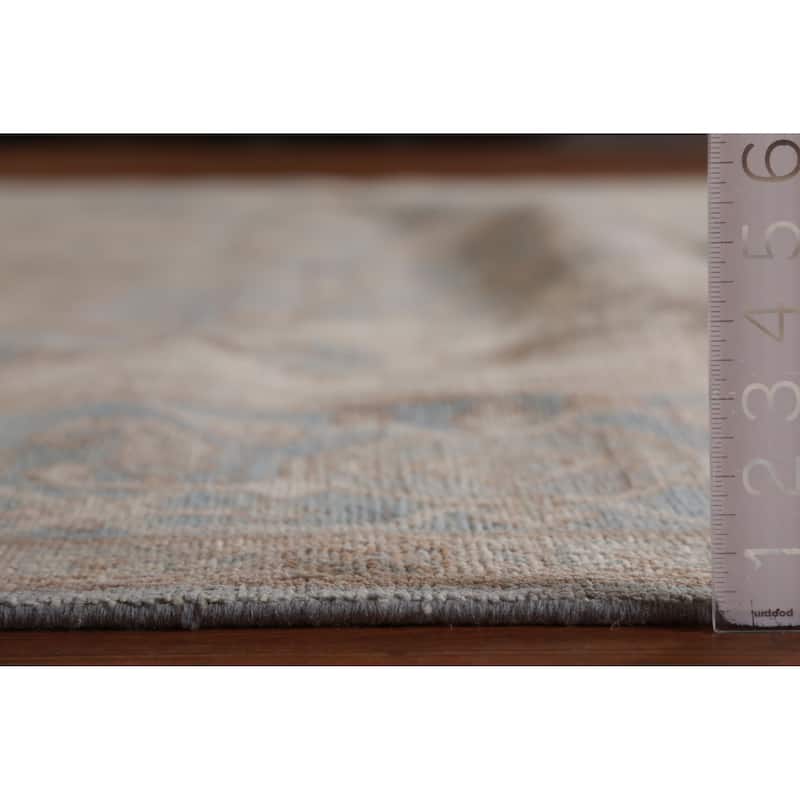 Hand Knotted Oriental 100% Wool Carpet Transitional Medallion Navy Blue & Blues Oushak Area Rug - 13' 7'' X 10' 0''