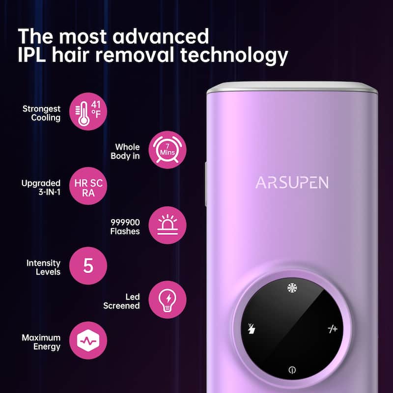 3-in-1 Hair Removal for Whole Body Use with Cooling System and Painless
