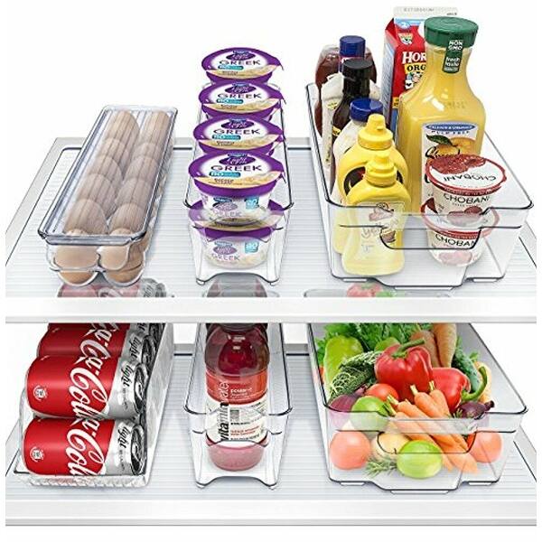 6 Pack Clear Refrigerator Organizer Bins for Fridge and Pantry