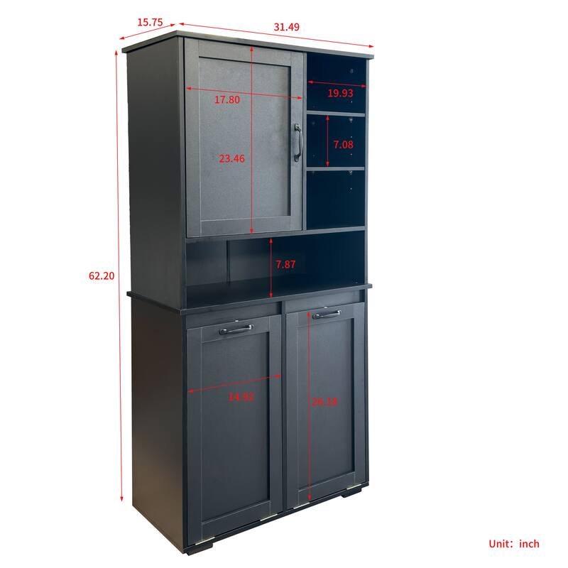Freestanding Laundry Cabinet with Tilt-Out Hampers, Adjustable Shelves and Doors, Multi-Storage Laundry Organizer