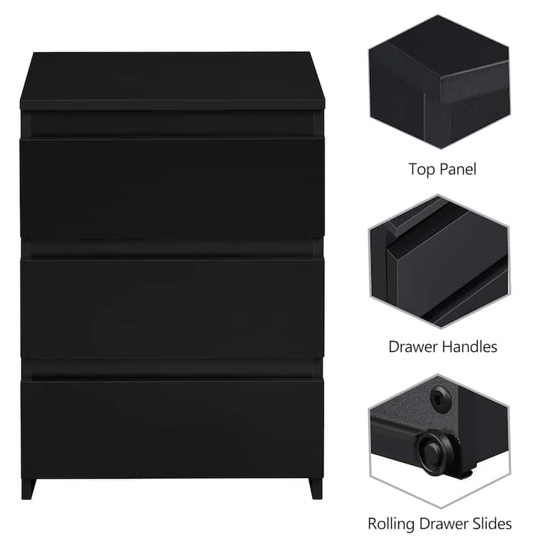 Yaheetech 3-Drawer Vertical Nightstand Sofa Side Table for Bedroom, Living Room