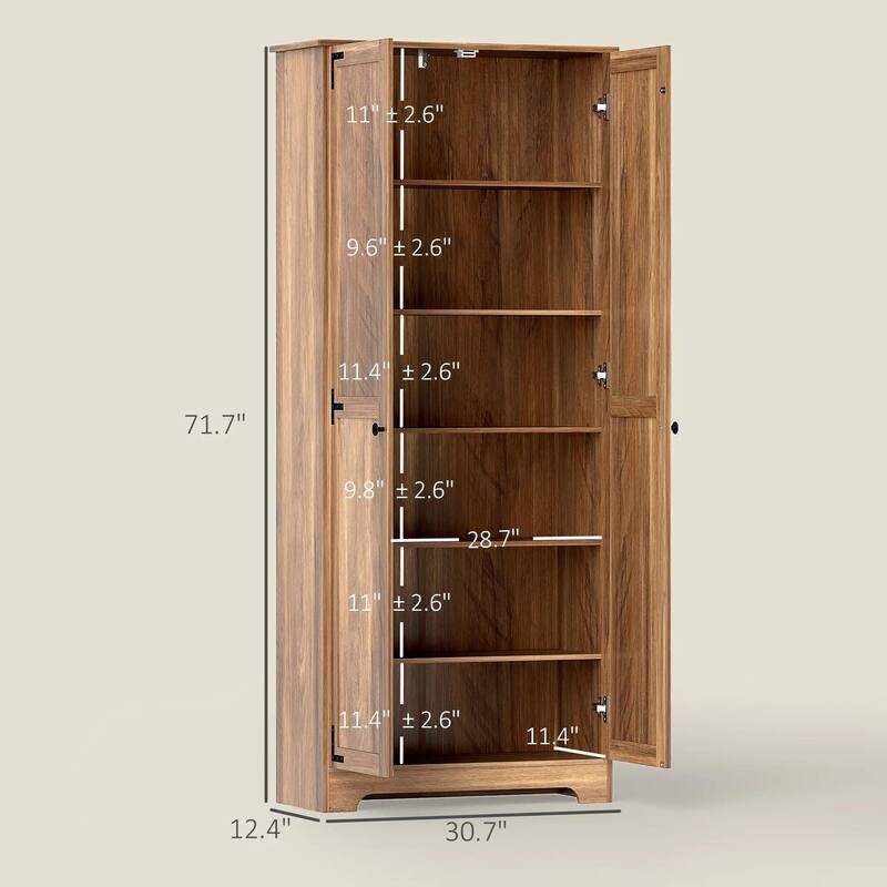 72" Farmhouse Pantry Cabinet, Freestanding Food Pantry Cabinet