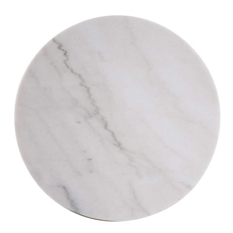 24" Champagne Marble Look Iron Round End Table for Living Room - 18" x 18" x 24"