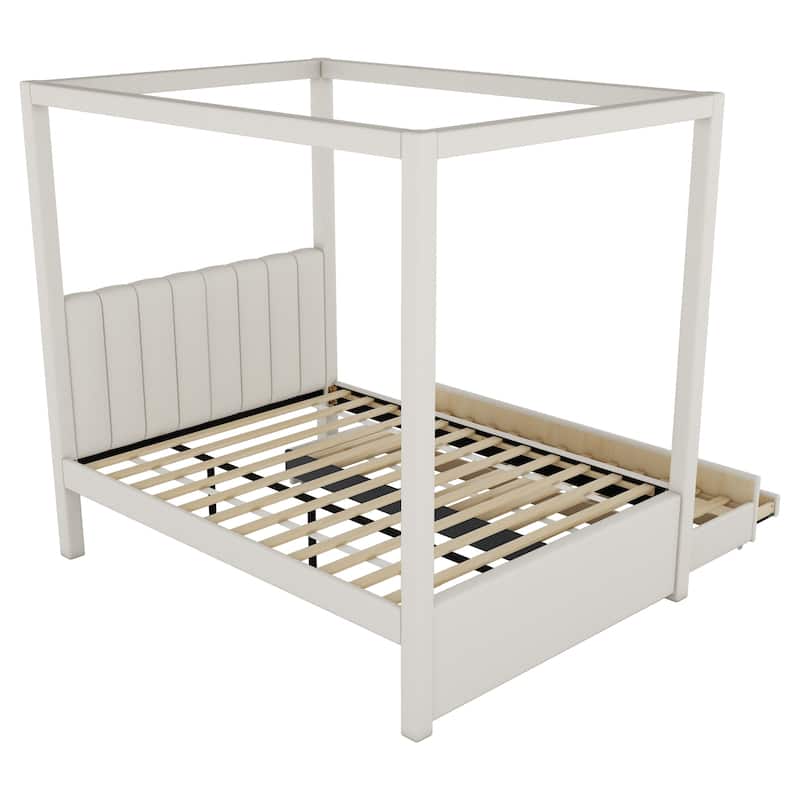 Canopy Bed with Trundle and 3 Storage Drawers