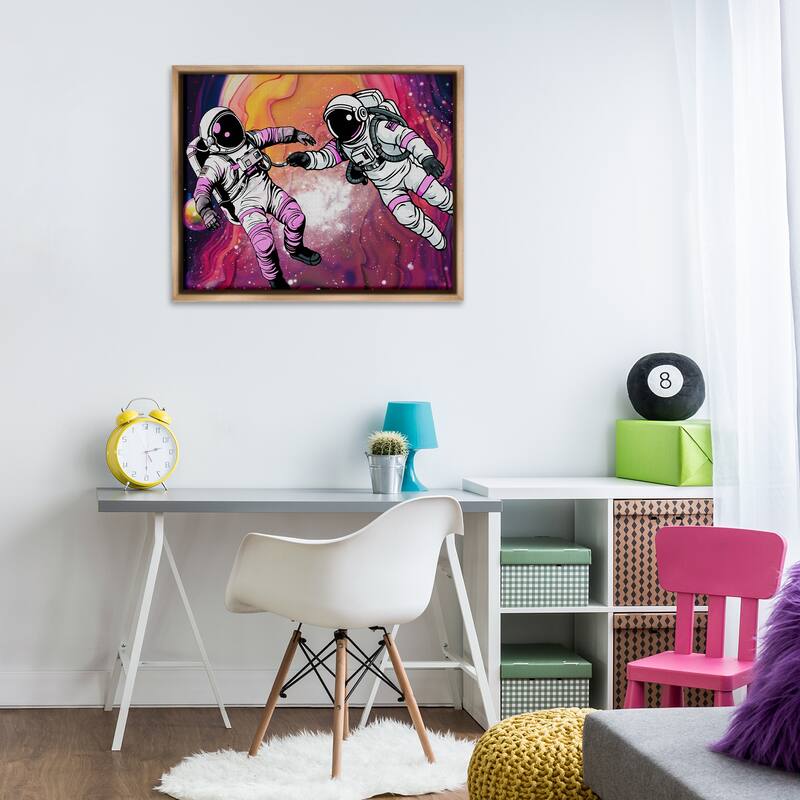 Stupell Swirling Cosmic Space Astronauts Framed Floater Canvas Wall Art Design By Jesse Keith