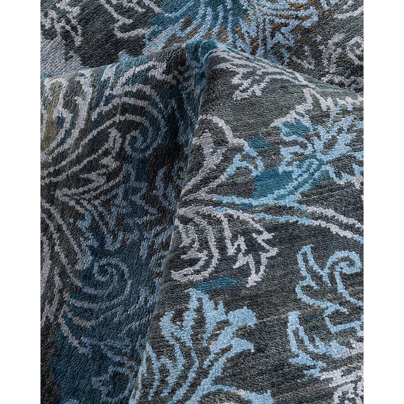 Ikat One-of-a-Kind Hand-Knotted Area Rug - Gray, 9' 0" x 12' 2" - 9' 0" x 12' 2"