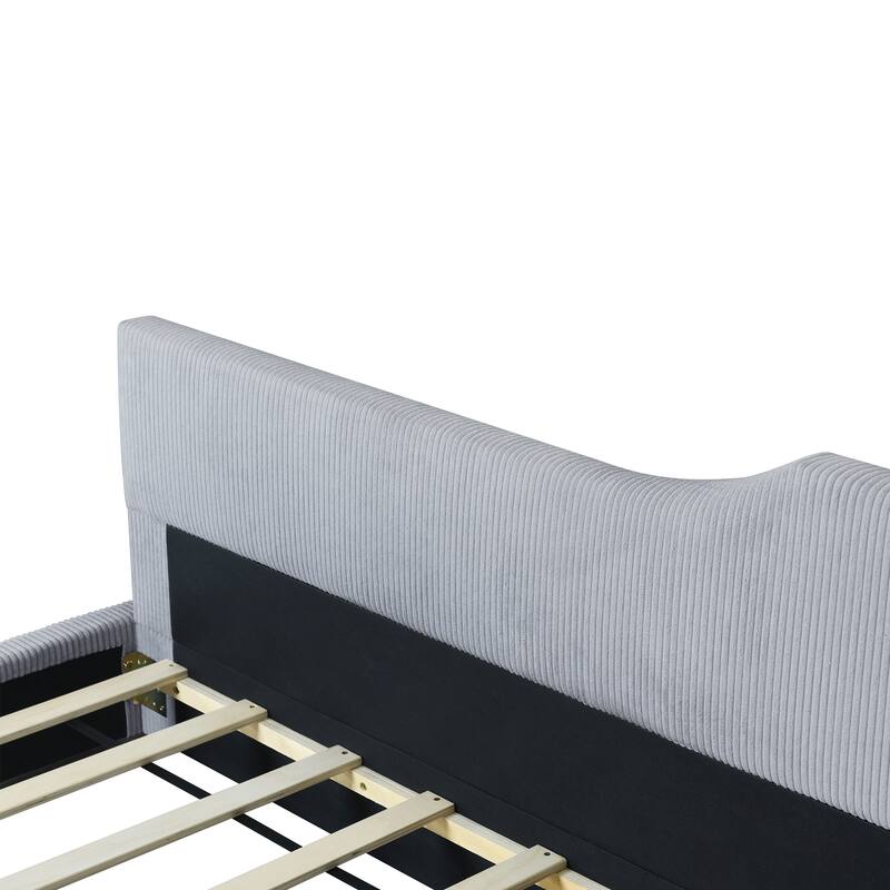 Twin Size L-Shaped Daybed, Sofa Bed with Corduroy Upholstery, Elegant, Versatile Seating for Bedrooms or Guest Rooms