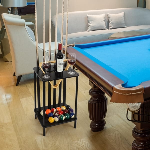 Shinoske Pool Cue Rack With Wheels - Portable Rolling Pool Stick Holder Table Accessories Billiard Game Room Club Holds Up 12 Cues Floor Stand Black