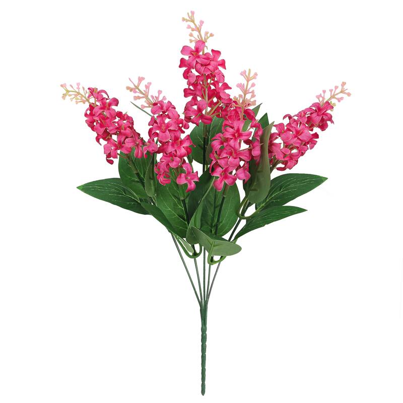 Set of 12 Hot Pink Artificial Stock Flower Stem Bush Bouquet 15in - 15" L x 6" W x 6" DP