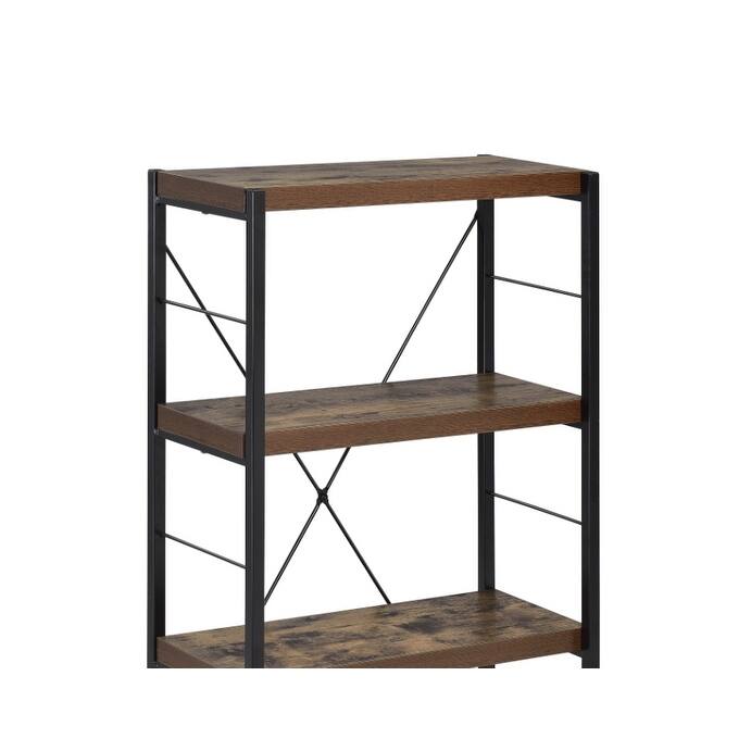 Weathered Oak and Black Finish Bookshelf