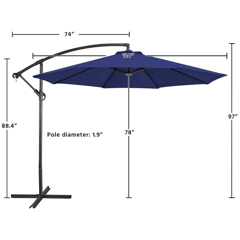 Yaheetech 10 Ft Patio Offset Umbrella Outdoor Hanging Cantilever Umbrella with Crank & Cross Base