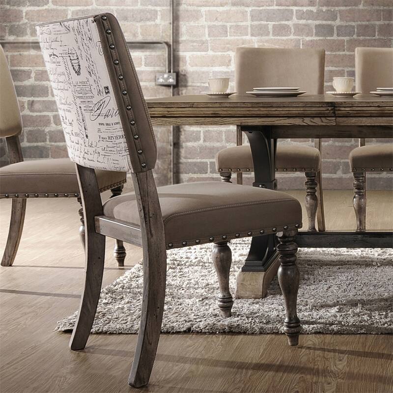 Driftwood Finish Dining Chair with Nail Head,Set of 2