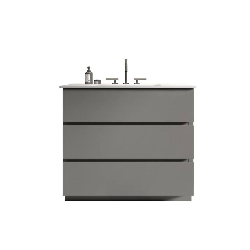 GDFStudio - TIA Freestanding Bathroom Vanity with Sink Basin - Gray - 36"