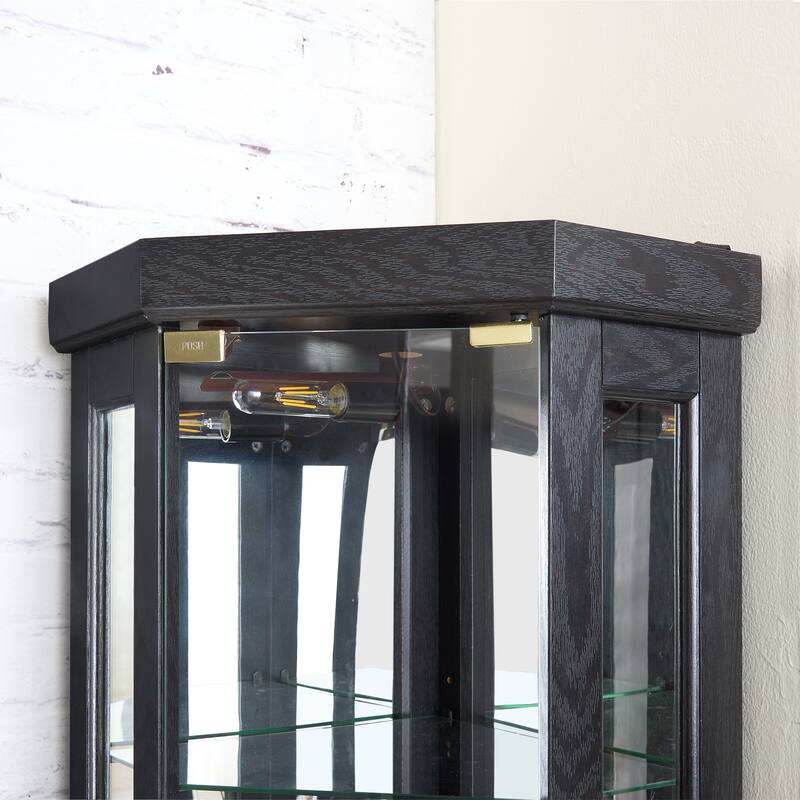 69.84" H Elegant Corner Storage Curio Cabinet with Built-in Lighting