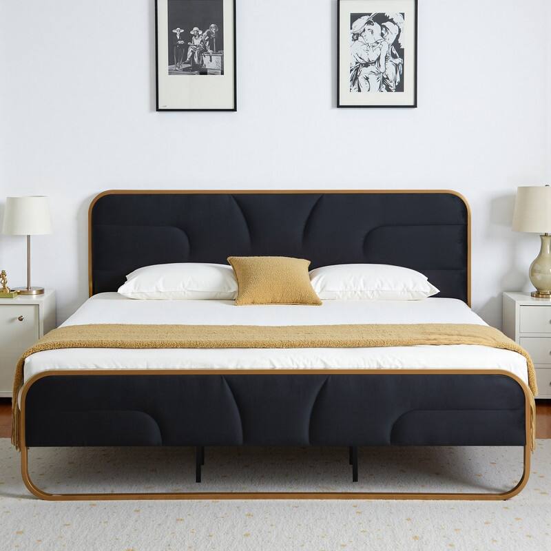 Modern Velvet Platform Bed