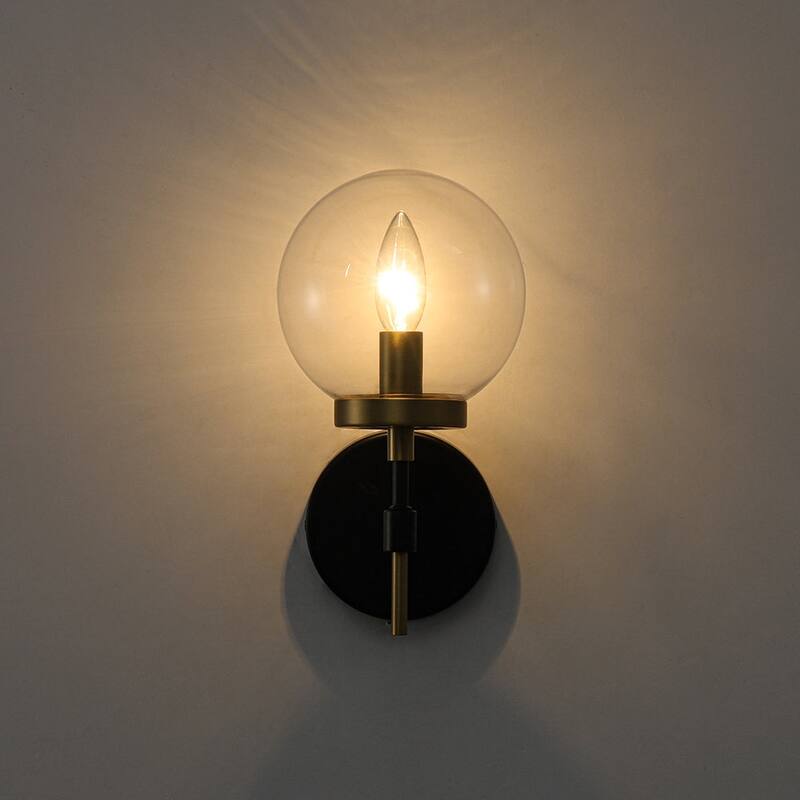 Modern 1-Light Two-Tone Clear Glass Armed Wall Sconce - 5.9 in