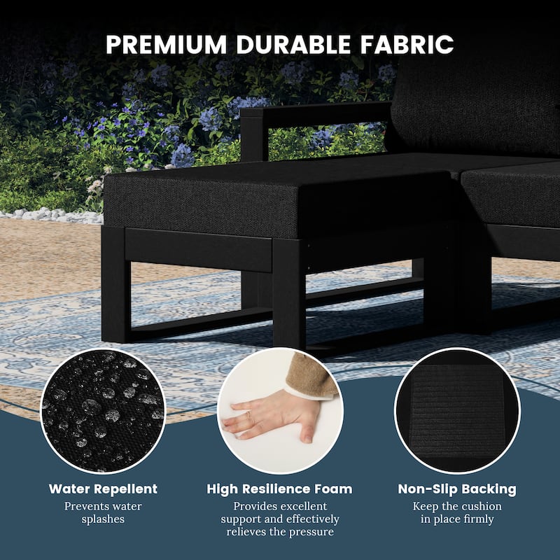 Endless Patio 7-Piece Deep Seating Set with Ottoman with Black Frame