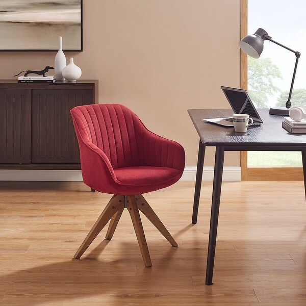 Modern home office swivel arm accent chair with wood legs discount