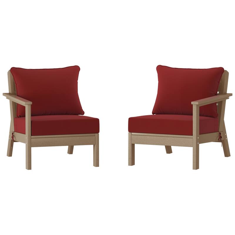 Polytrends Birchwood All Weather HDPE Outdoor Patio Deep Seating Weathered Wood Loveseat (2-Piece)