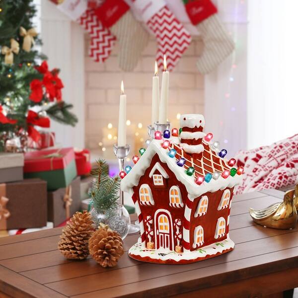 Shop Costway Ceramic Village House Hand Painted Decor Christmas W
