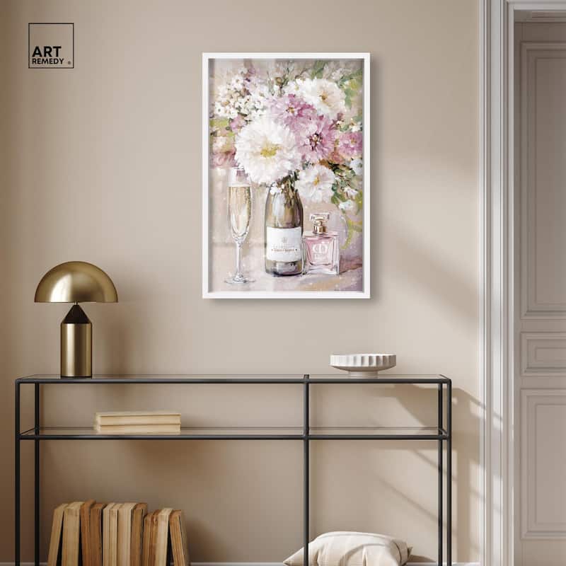Light Floral Champagne Vase Shadowbox by Art Remedy