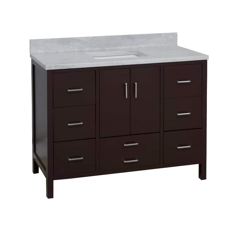 KitchenBathCollection California 48" Bathroom Vanity with Carrara Marble Top