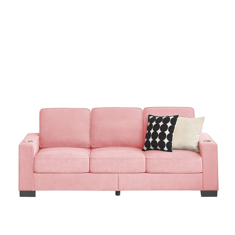 83.86"Snowfleece Fabric sofa,Modern Compressed Couch,3-Seater Sofa,Furniture