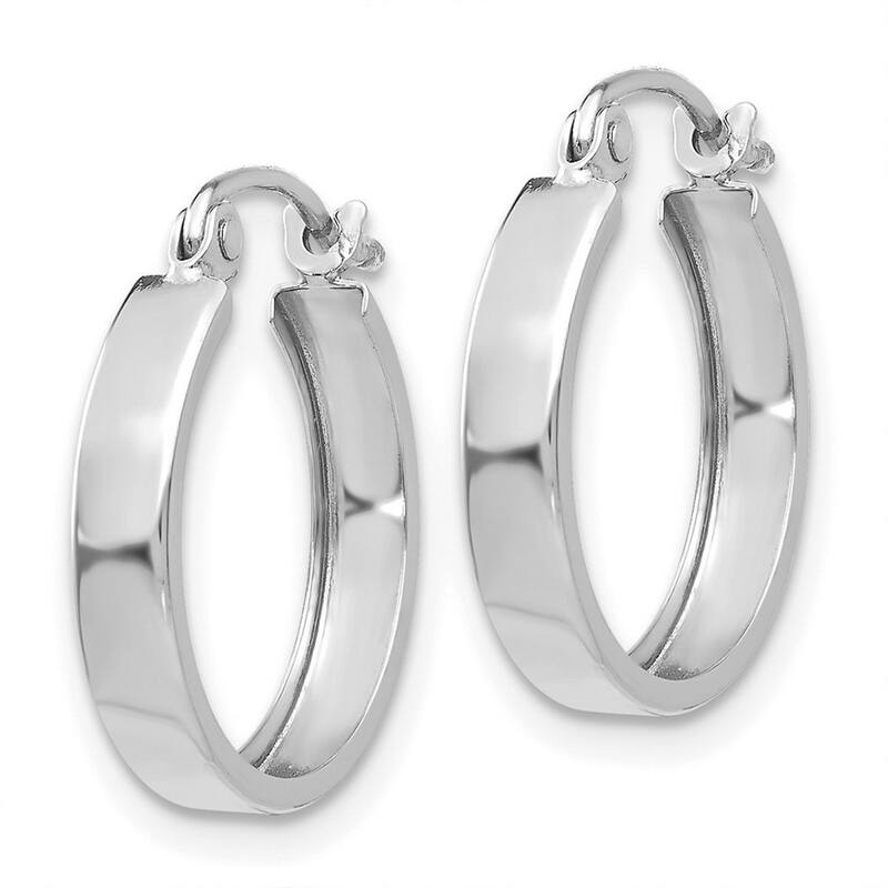 Curata 14k White Gold Polished Hoop Earrings - 14x16mm