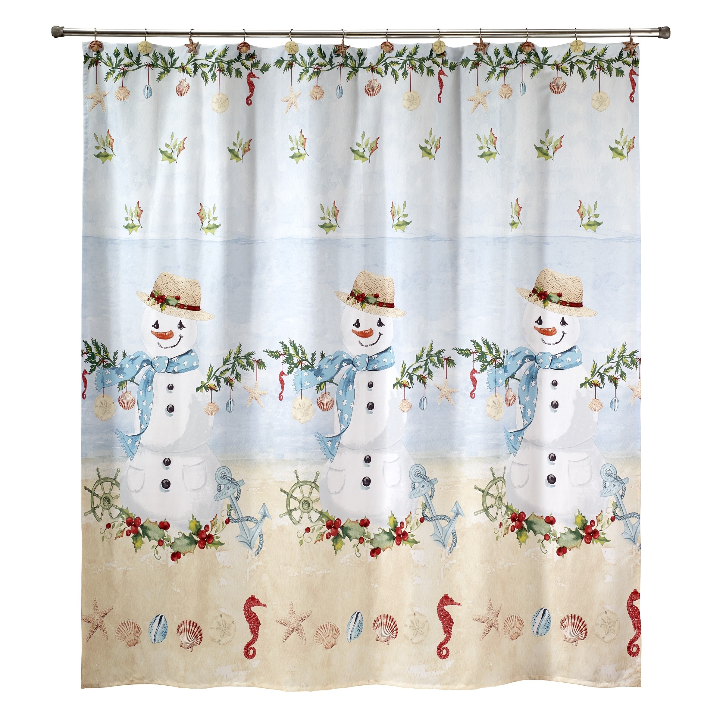 Avanti Coastal Snowman Shower Curtain