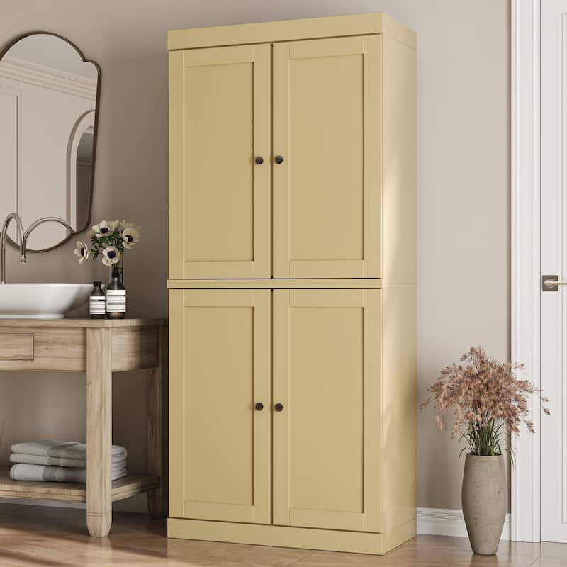 Palace Imports 100% Solid Wood Bathroom Storage Cabinet, Shaker Doors, 2 Drawers, Adjustable Shelves, 32" Wide, 71.5" Tall