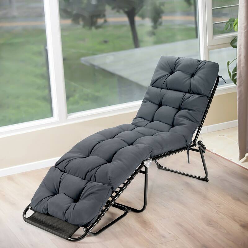 73" Comfortable Lounge Chair Cushion with Head Pillow and Waterproof for Outdoor or Indoor Use - 73'' x 22'' x 4'' (L x W x H)