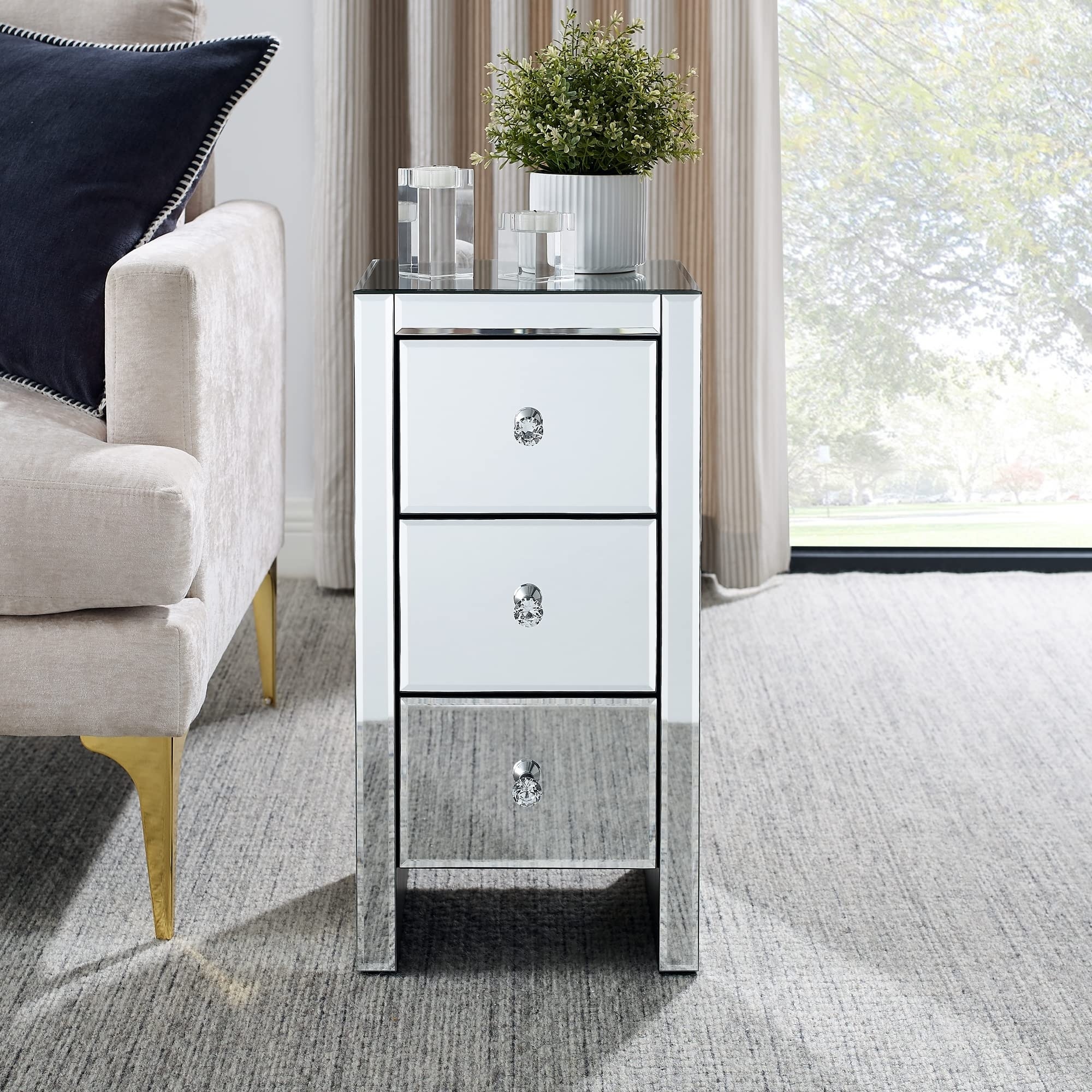 Small silver outlet nightstand
