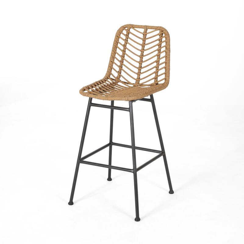 Sawtelle Outdoor Wicker Barstools (Set of 4) by Christopher Knight Home