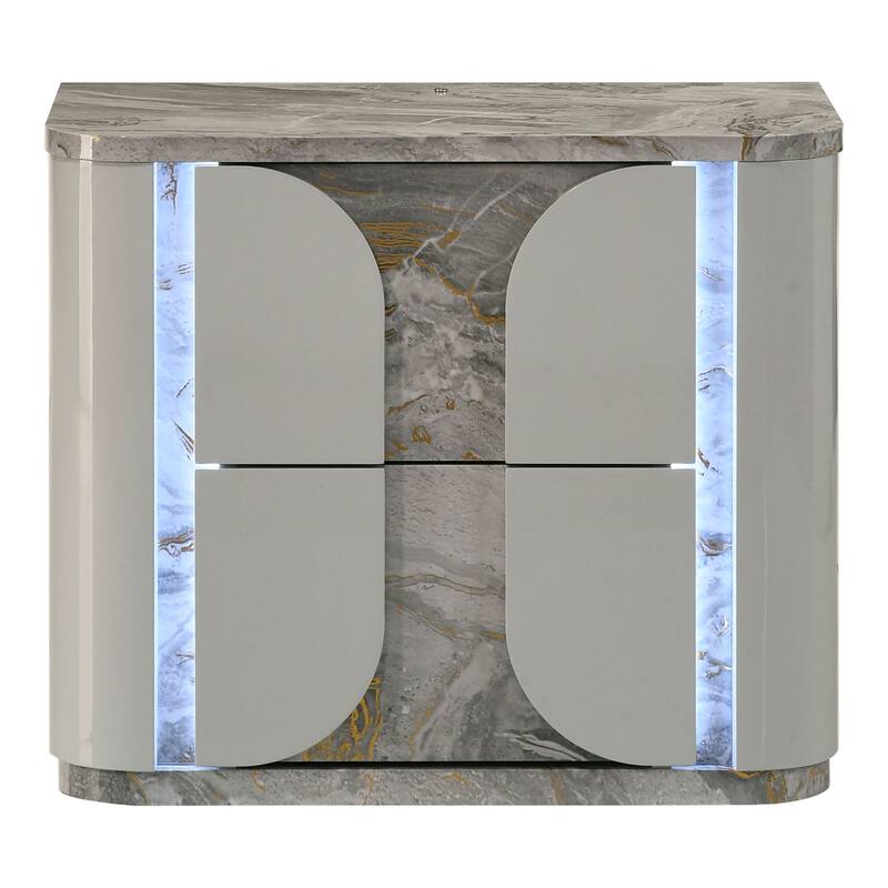 Furniture of America Sherri Modern 4-Piece Light Grey Solid Wood Kids Platform Bedroom Set with LED