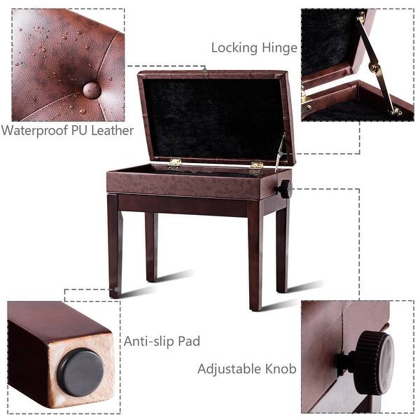 Shop Costway Height Adjustable Piano Bench Pu Leather Keyboard
