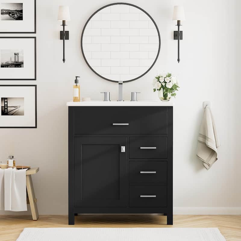 Merax Bathroom Vanity with Ceramic Sink and Ample Storage