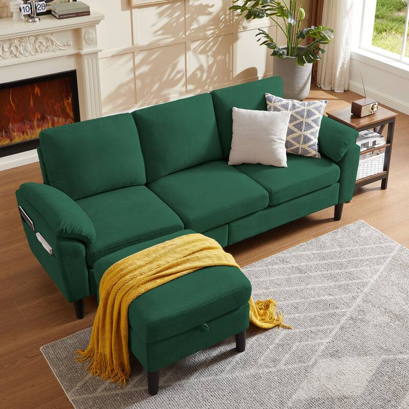 Jarenie 79.72" L Shaped Sofa with Storage Ottoman for Living Room