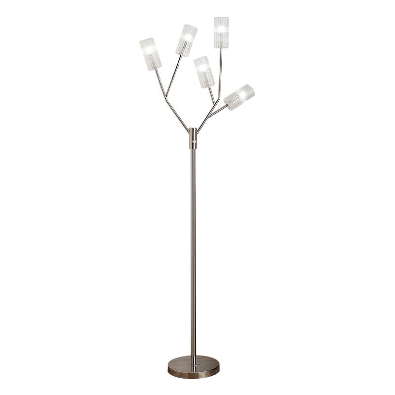 67 Inch Floor Lamp, Modern Globe Glass Shade, Round Metal Base, Nickel - Nickel, Silver