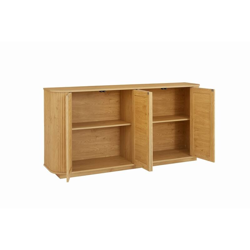 64" Wave Shaped Buffet Cabinet with Curved Edges and Adjustable Shelves for TV Stand Elegant Storage Solutions