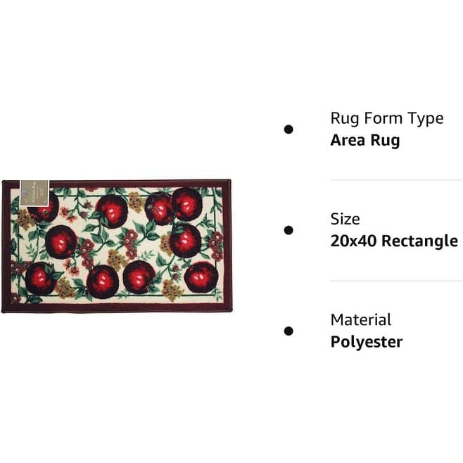 Kashi Home Kitchen Rug, Printed Durable Non Slip Floor Mat, Pretty Farmhouse Design